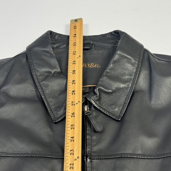 St. John's Bay Jacket Mens 2XL Black Leather Bomber Full Zip Lined Insulated - Picture 10 of 15